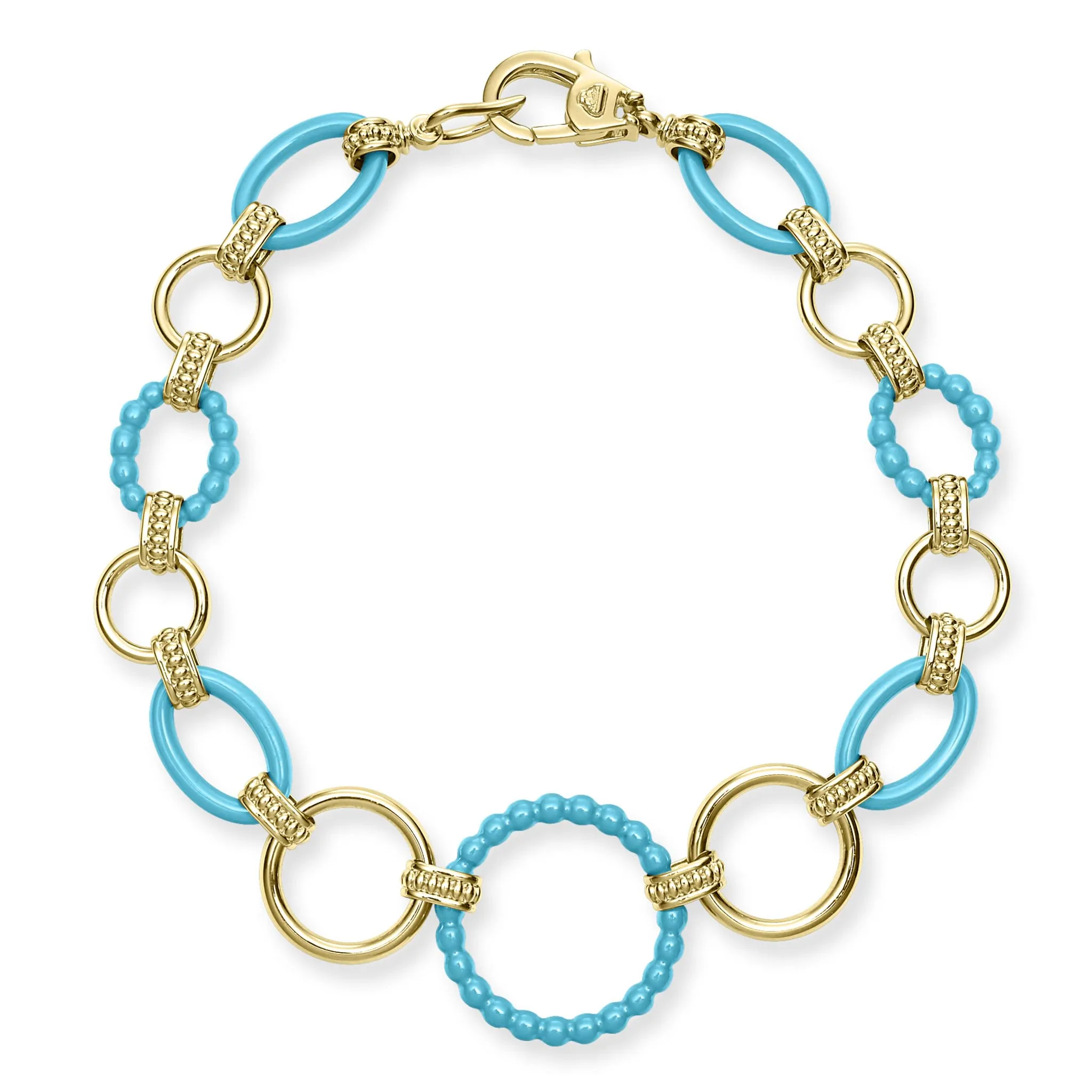 Blue Caviar 18k Gold and Blue Ceramic Link Bracelet