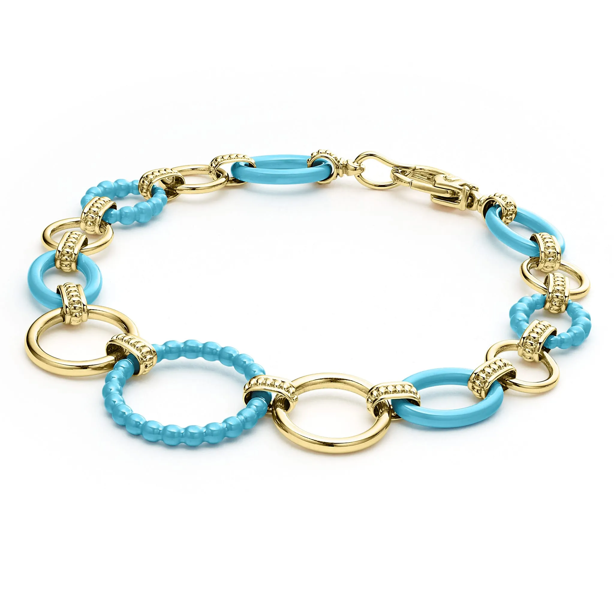 Blue Caviar 18k Gold and Blue Ceramic Link Bracelet