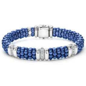 Blue Caviar Three Station Ceramic Diamond Bracelet | 9mm