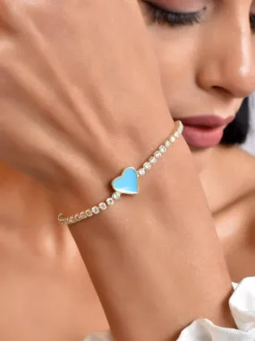 Blue Heart Diamante Bracelet