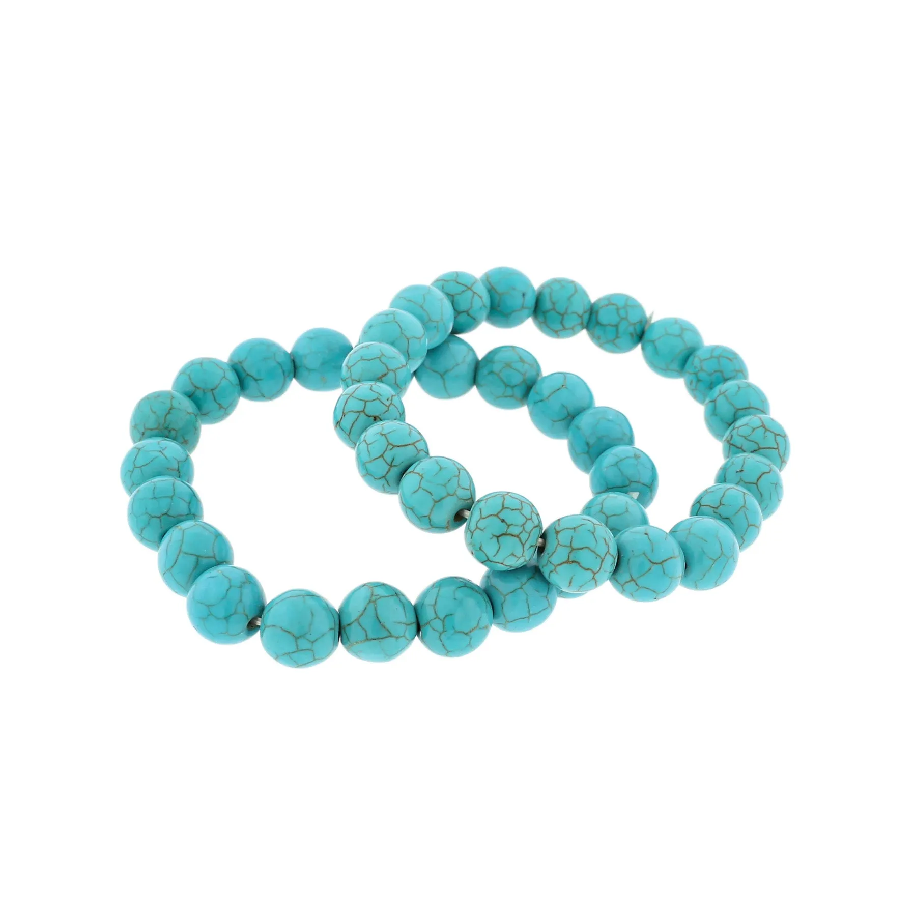 Blue Howlite Beaded Bracelet - 50mm - Turquoise - 1 Bracelet - BB190