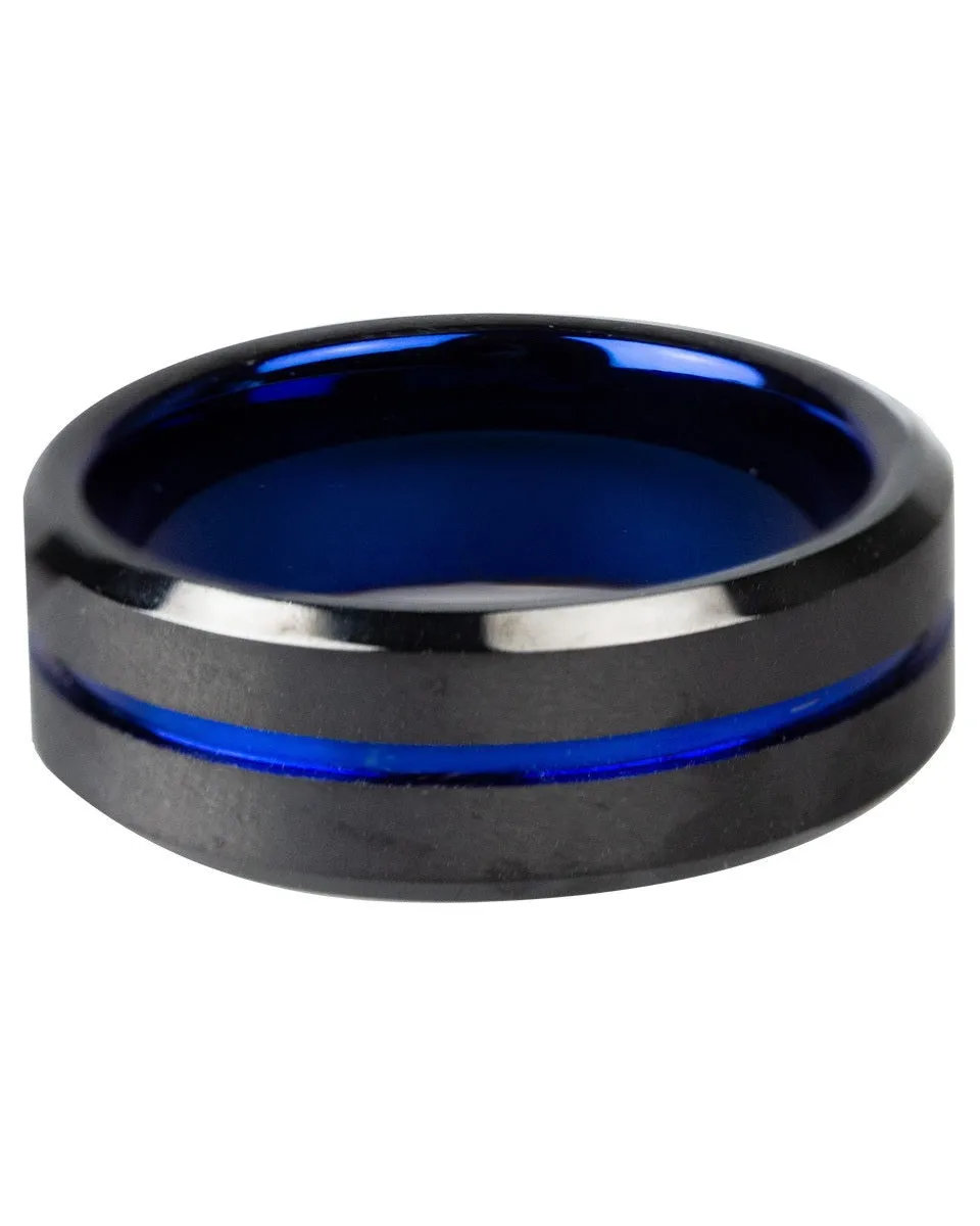 BLUE LINE TUNGSTEN RING