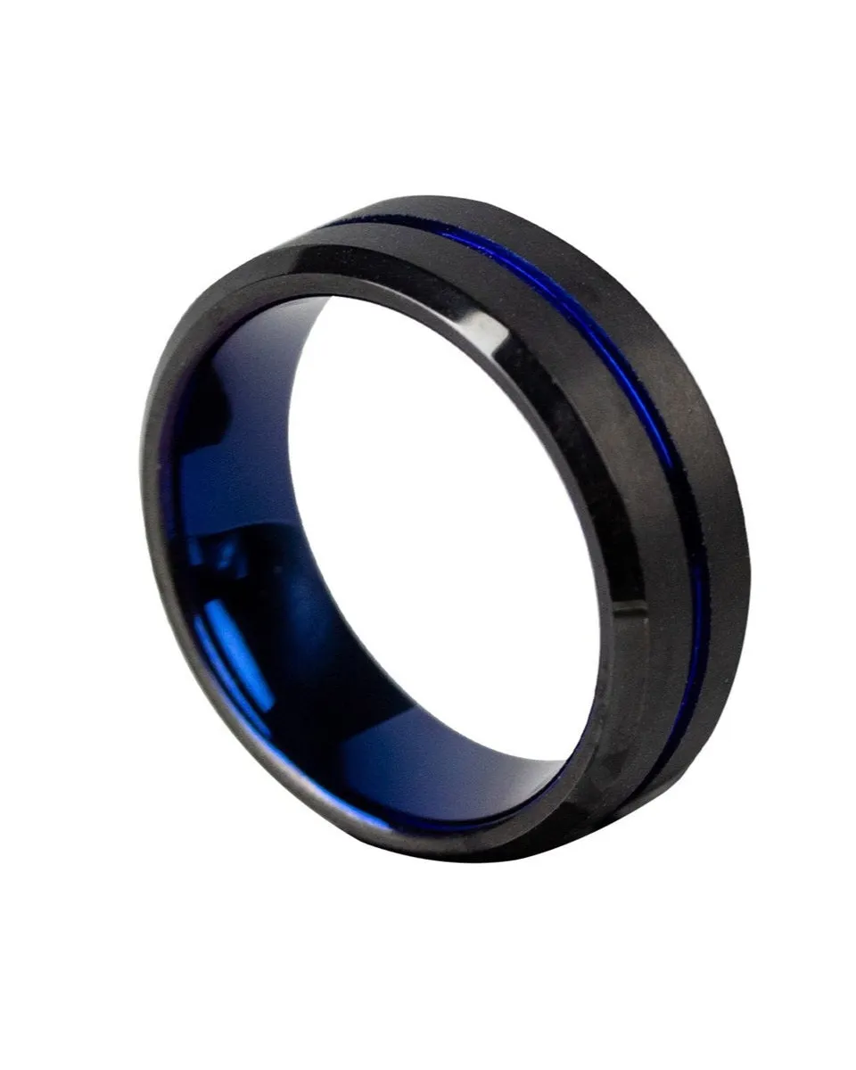 BLUE LINE TUNGSTEN RING