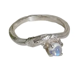 Blue Moonstone Silver Willow Nature Ring