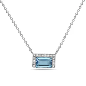 Blue Topaz Diamond Bar Necklace