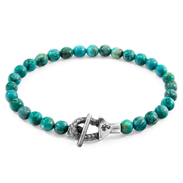 BLUE TURQUOISE MANTARO SILVER AND STONE BRACELET