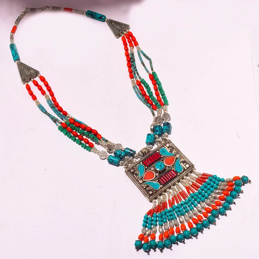 Blue Turquoise Nepali Huge Statement Necklace