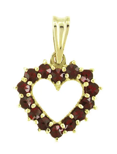 Bohemian Garnet Open Heart Pendant in Sterling Silver Vermeil