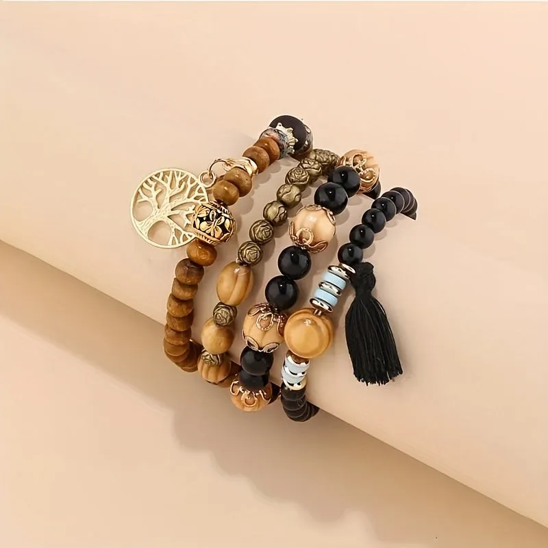 Bohemian Tree Of Life Bracelet Set  Handmade Ethnic Jewelry