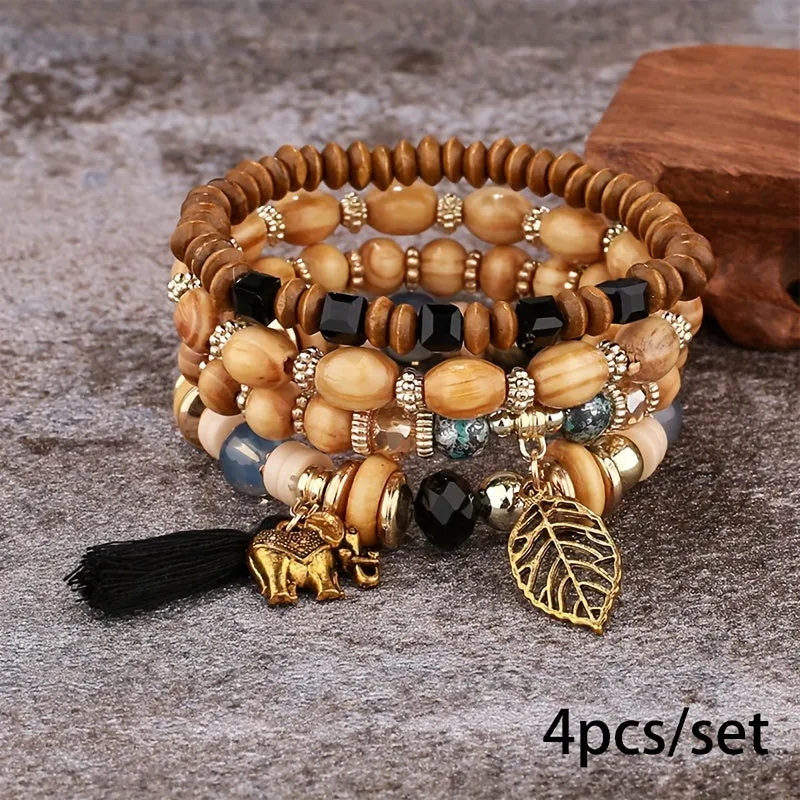 Bohemian Tree Of Life Bracelet Set  Handmade Ethnic Jewelry