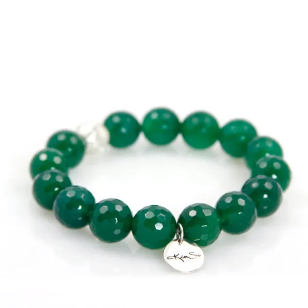 Bracelet - Beaded Green Agate & Silver Signature Collection