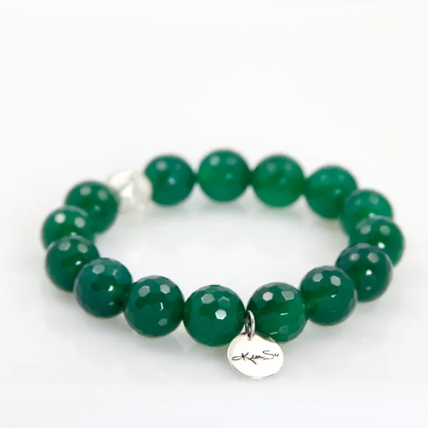 Bracelet - Beaded Green Agate & Silver Signature Collection