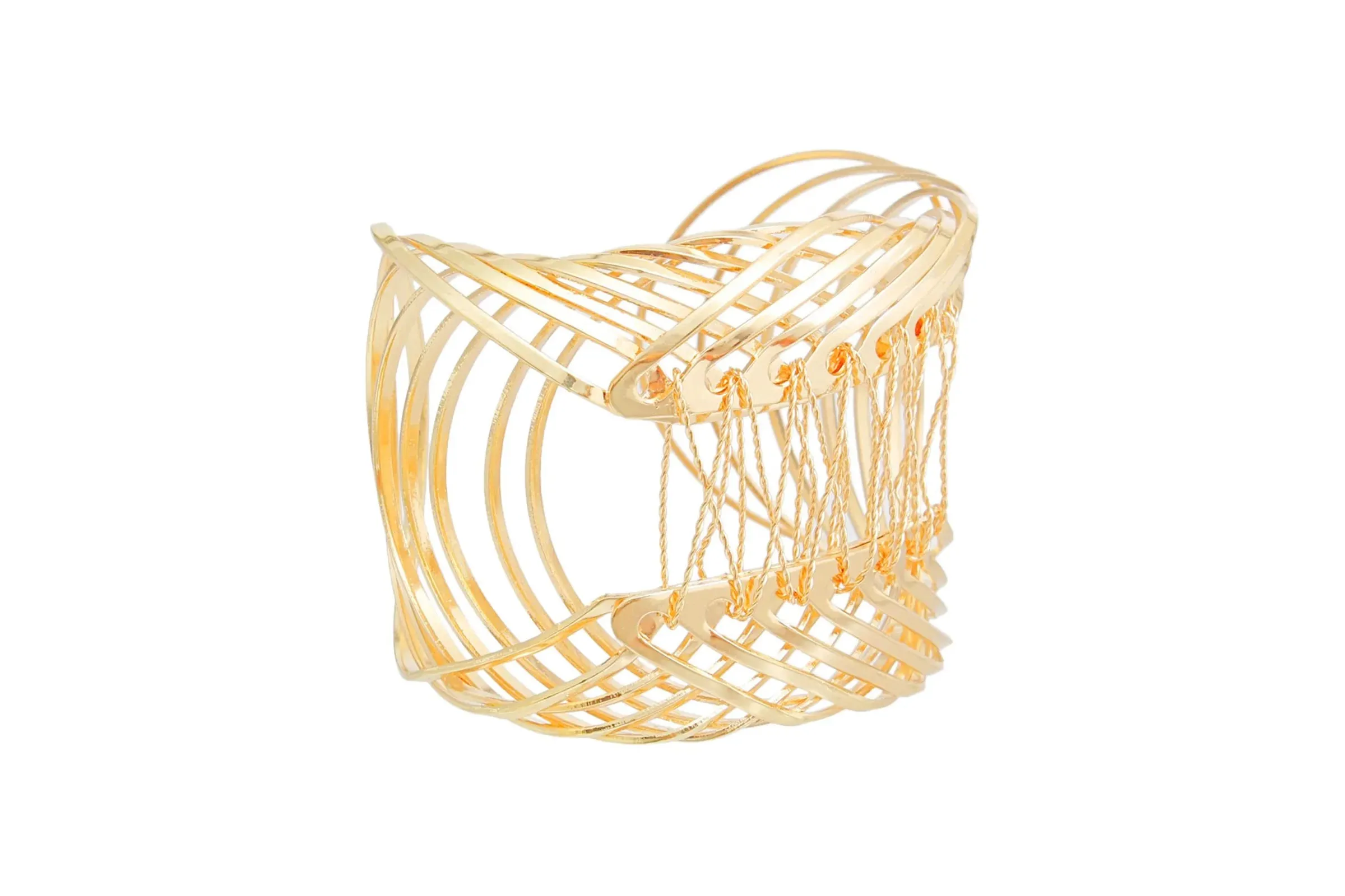 Bracelet Gold Woven Wire Metal Cuff for Women