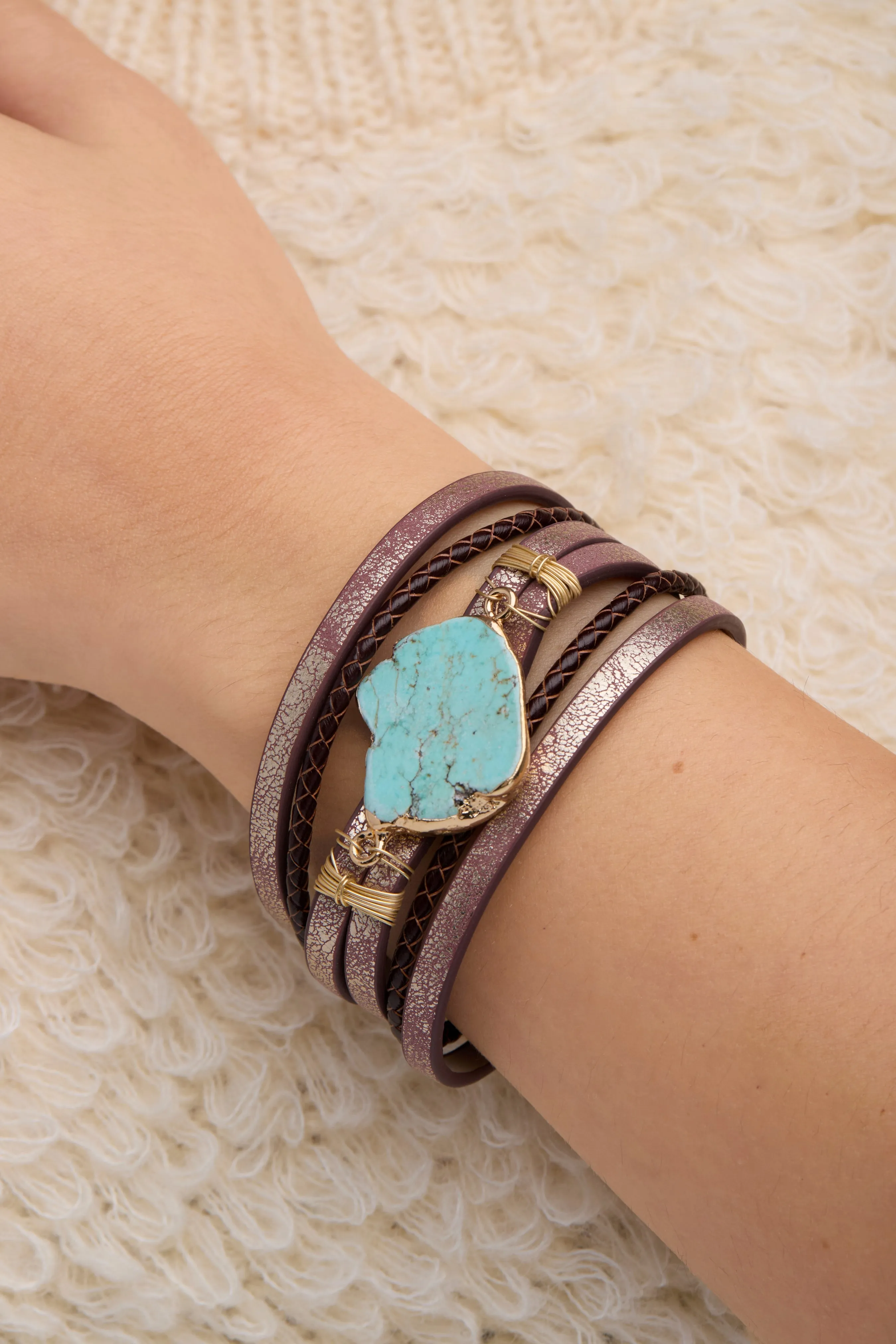 Braided Turquoise Bracelet Brown