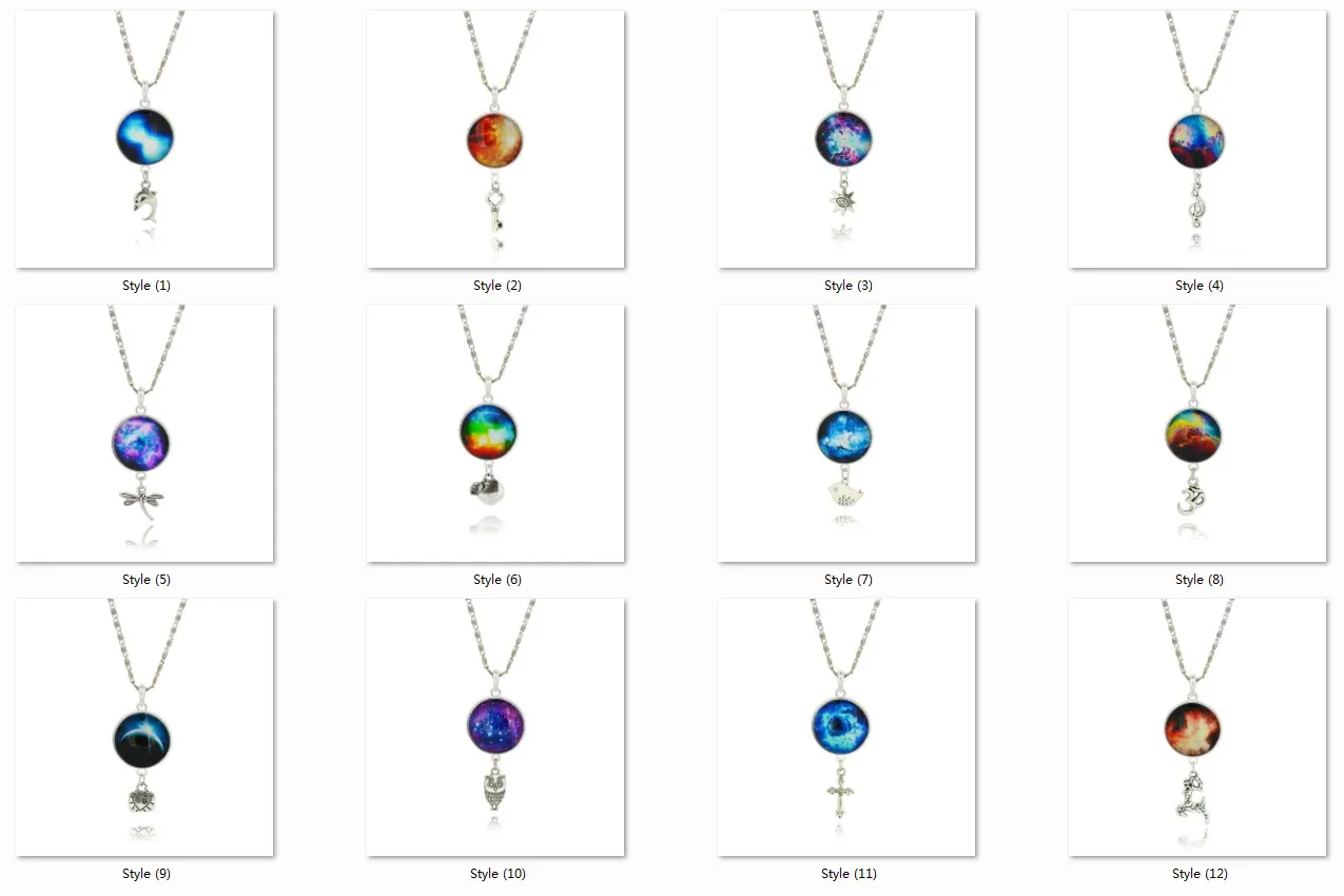 Brand Fashion Jewelry Pendant Silver Chain Galaxy Necklace Choker Necklace Glass Galaxy Lovely & Pendant