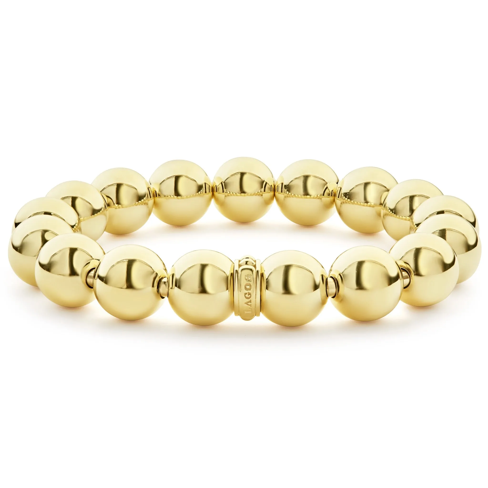 Caviar Gold 12mm Gold Bead Bracelet