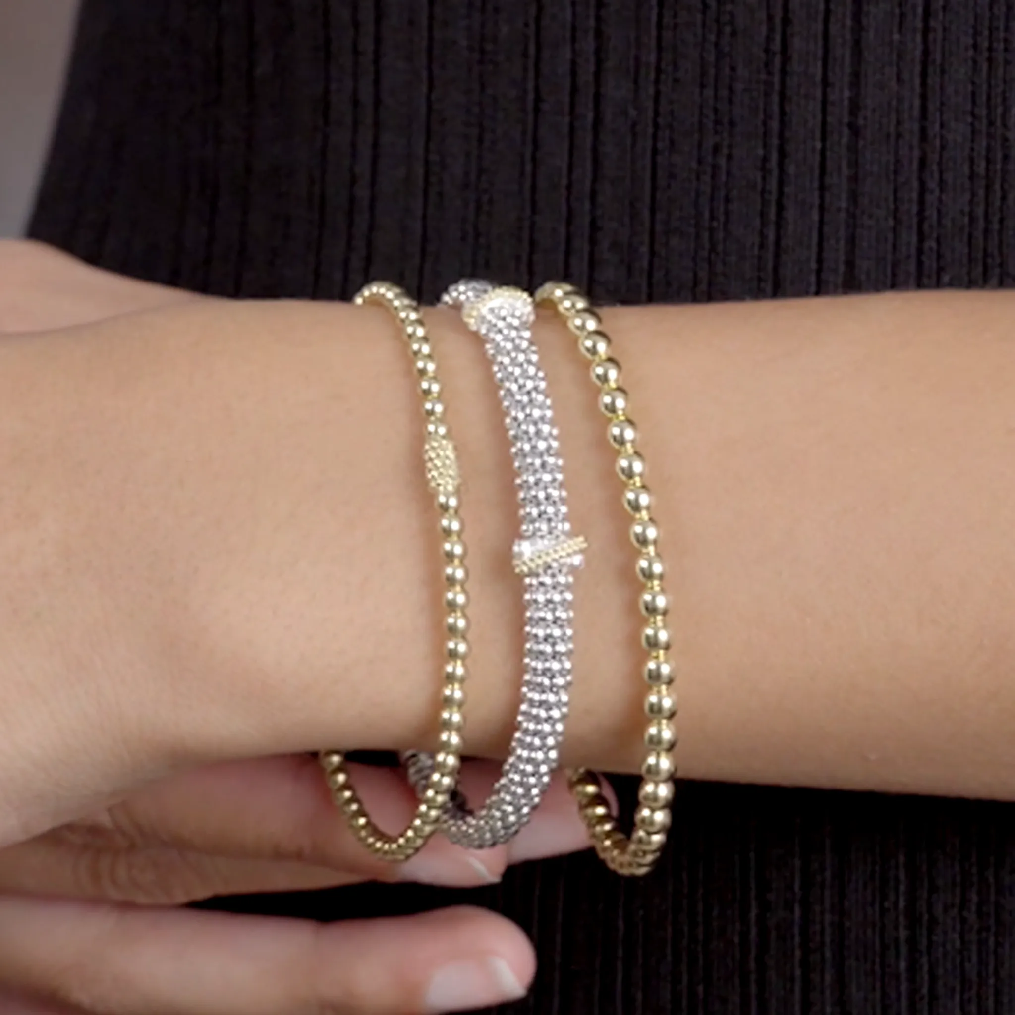 Caviar Gold 18K Gold Bead Bracelet | 4mm