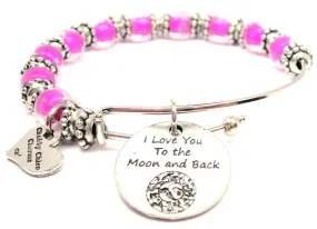 Celestial I Love You To The Moon And Back 9mm Glass Beaded Single Bracelet