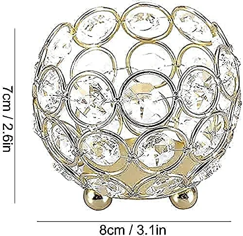 CentraLit Crystal Votives Bowl Candle Holders Tealight Candle Centerpieces For Wedding Home Party Table Decoration (Gold (Pack Of 2)), Iron