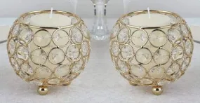 CentraLit Crystal Votives Bowl Candle Holders Tealight Candle Centerpieces For Wedding Home Party Table Decoration (Gold (Pack Of 2)), Iron