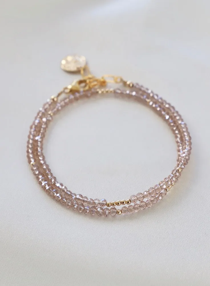 CHAMPAGNE PETITE CRYSTAL DOUBLE WRAP BRACELET