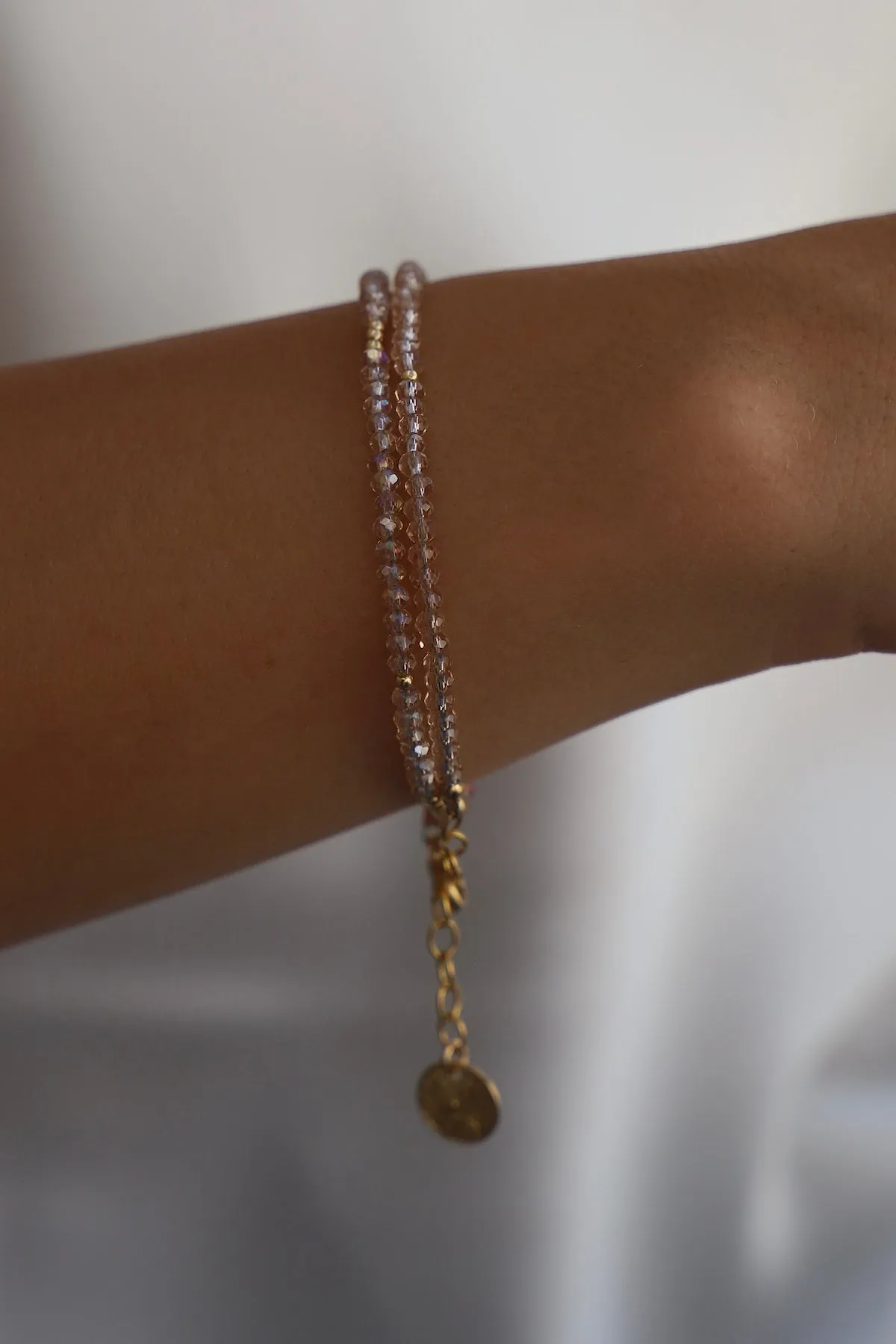 CHAMPAGNE PETITE CRYSTAL DOUBLE WRAP BRACELET