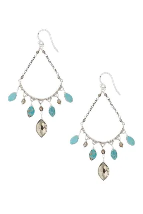 Chan Luu Turquoise Mix Teardrop Hoop Earrings