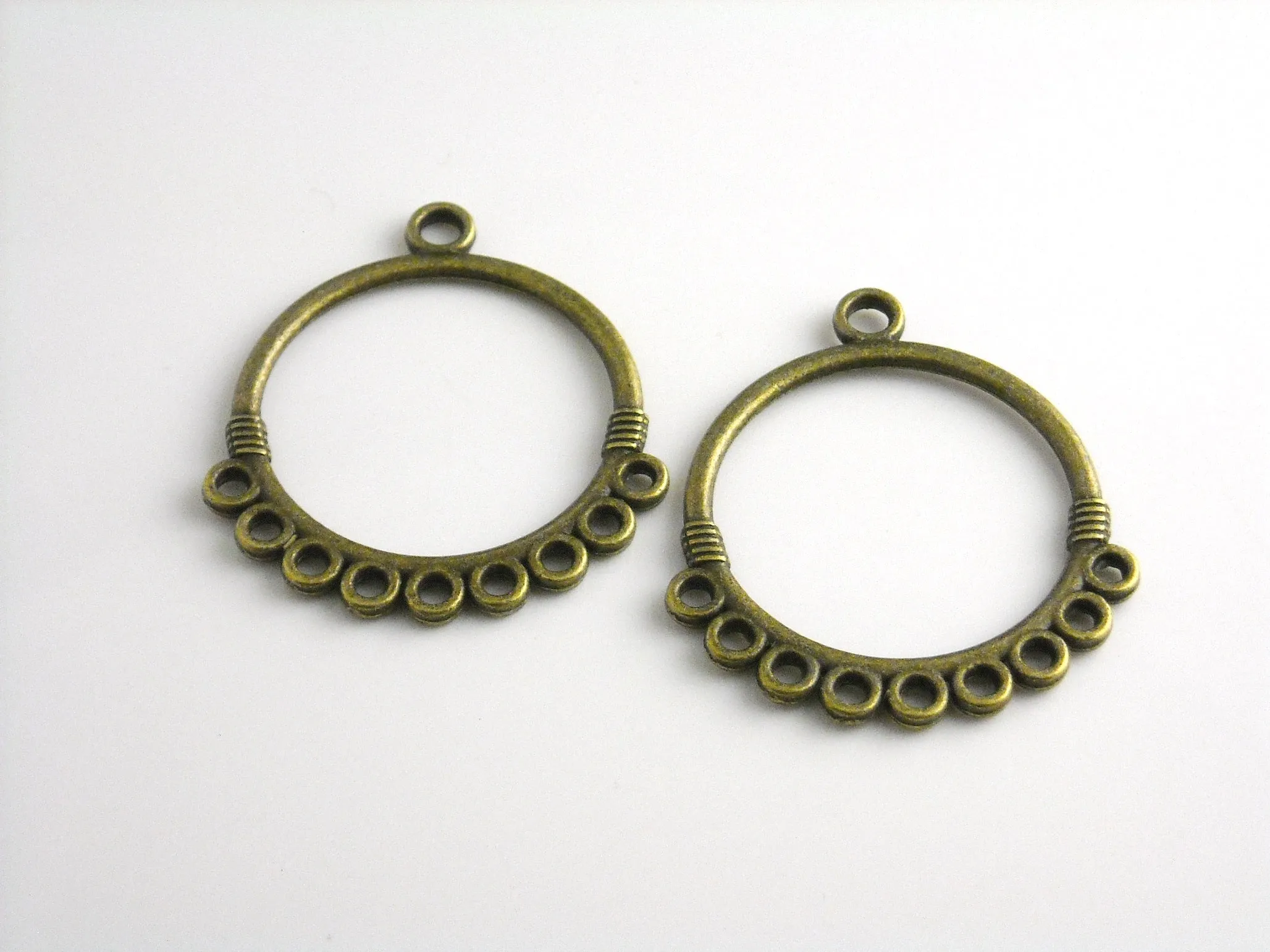 Chandelier Ring Link Connectors - Antique Silver/Bronze, 35mm diameter - 4 pieces