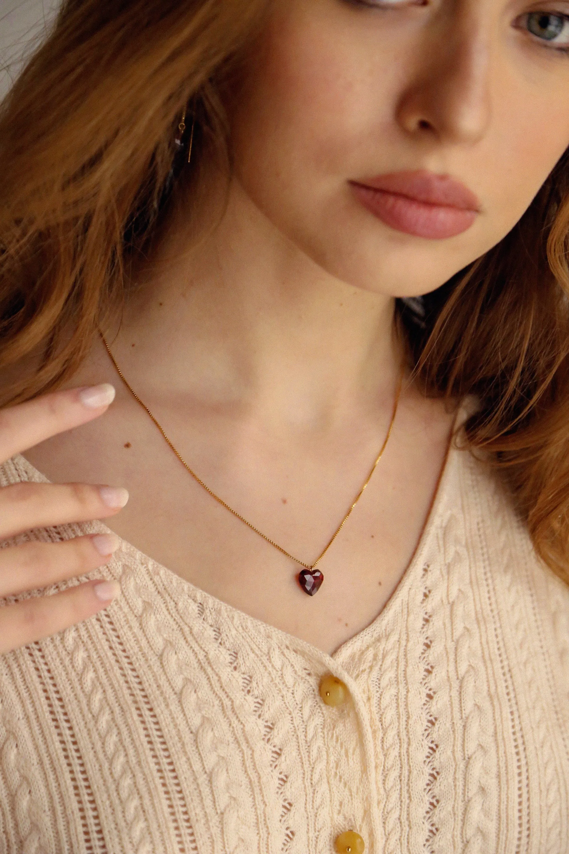 Charlotte Garnet Heart Necklace