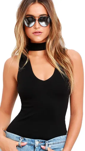 Choker Cut Out Bodysuit Black