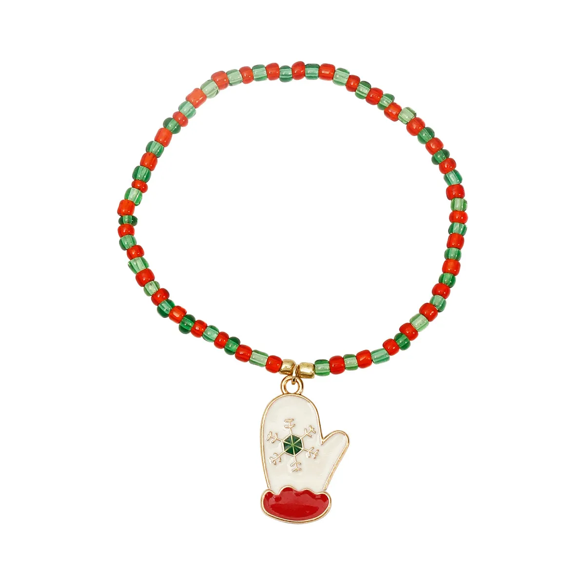 Christmas Season Rice Beaded Charm Bracelet