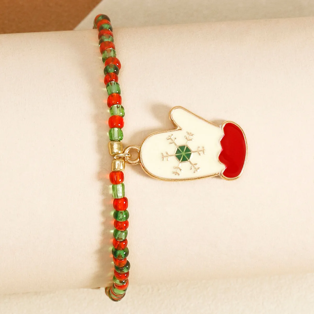 Christmas Season Rice Beaded Charm Bracelet