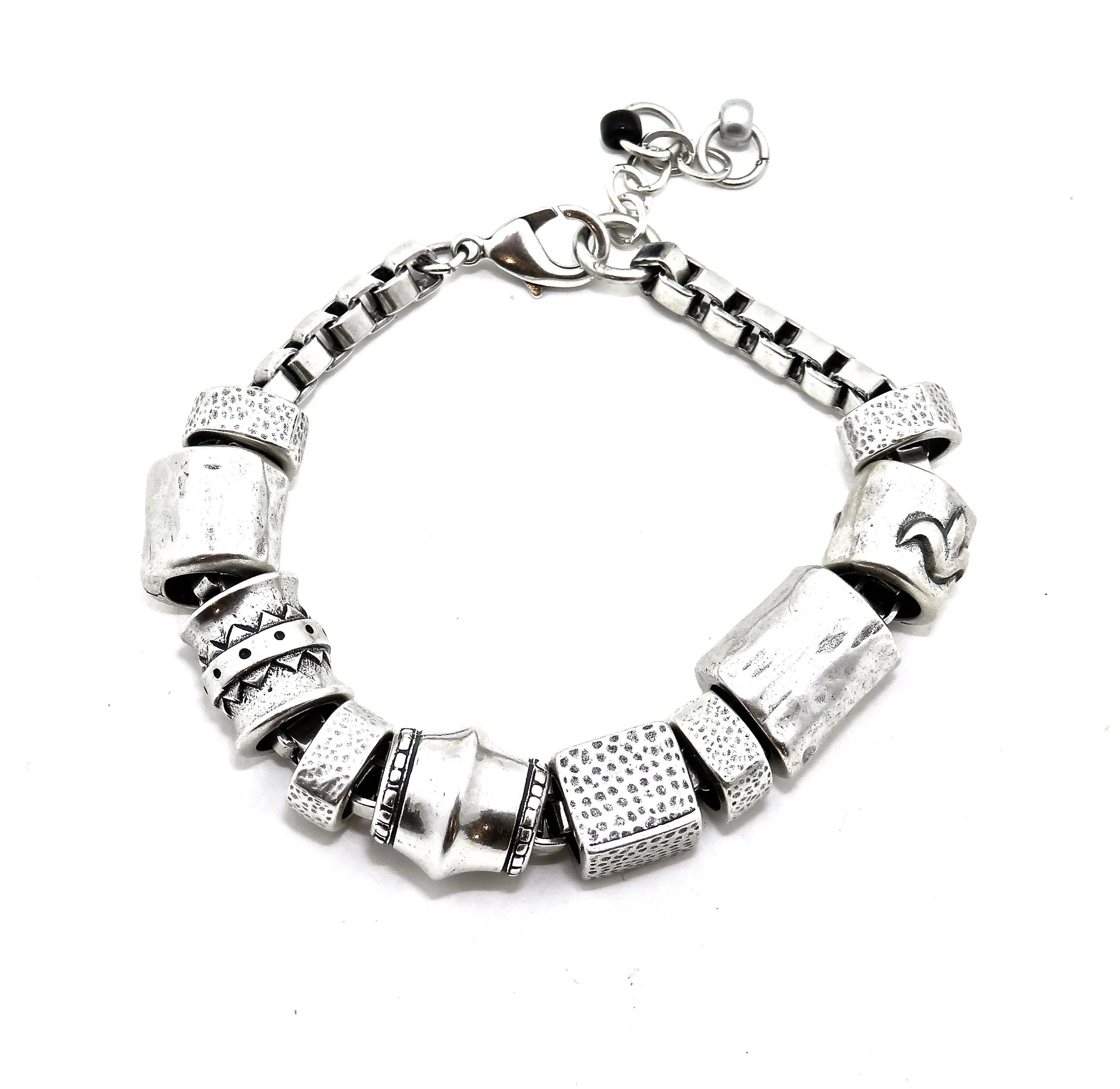 Chunky Silver Beads Bracelet