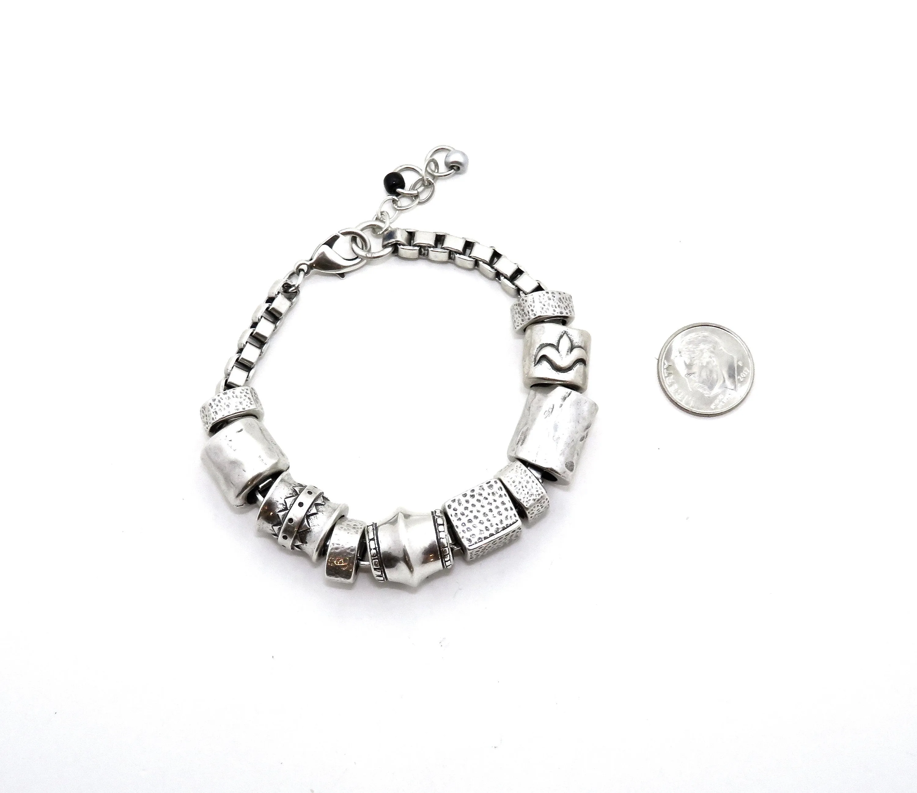 Chunky Silver Beads Bracelet