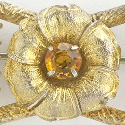 Citrine & Vermeil Sterling German Brooch