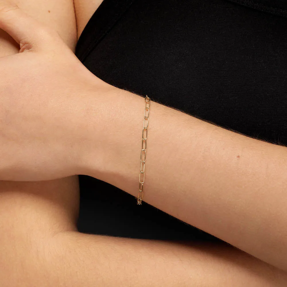 Classic Paperclip Chain Bracelet in 10k Gold