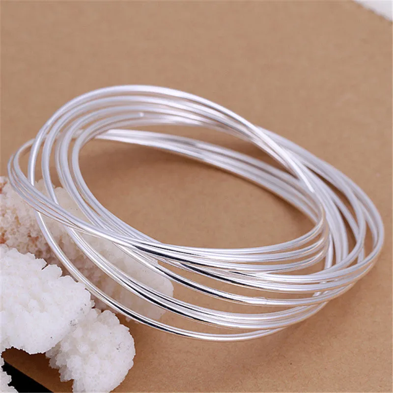 Classic silver plated ten circle bracelet