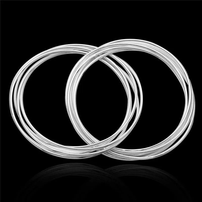 Classic silver plated ten circle bracelet