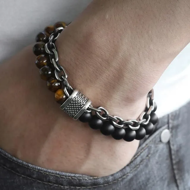 Classy Men Beaded Chain Bracelet - 6 Colors