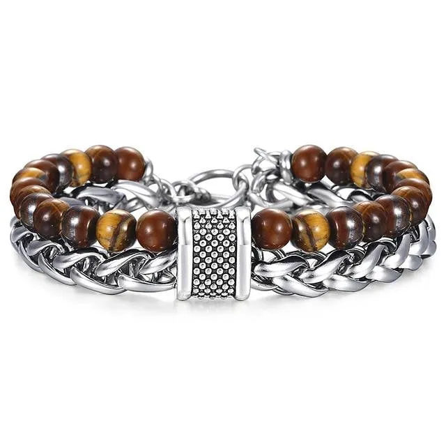 Classy Men Beaded Chain Bracelet - 6 Colors