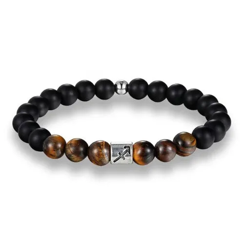 Classy Men Brown Beaded Zodiac Bracelet