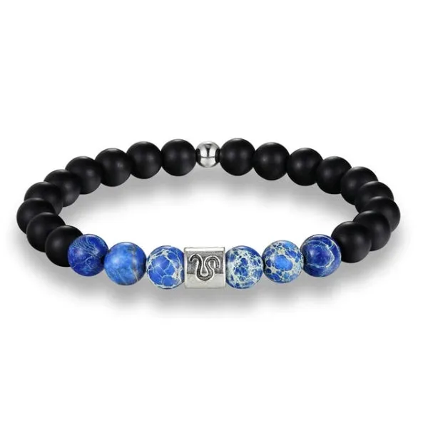 Classy Men Leo Blue Beaded Zodiac Bracelet