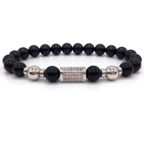 Classy Men Silver/Black Bar Bracelet