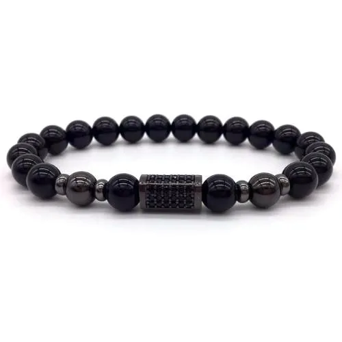 Classy Men Silver/Black Bar Bracelet