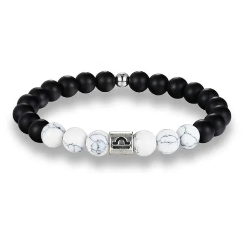 Classy Men White Beaded Zodiac Bracelet