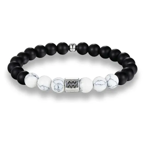 Classy Men White Beaded Zodiac Bracelet