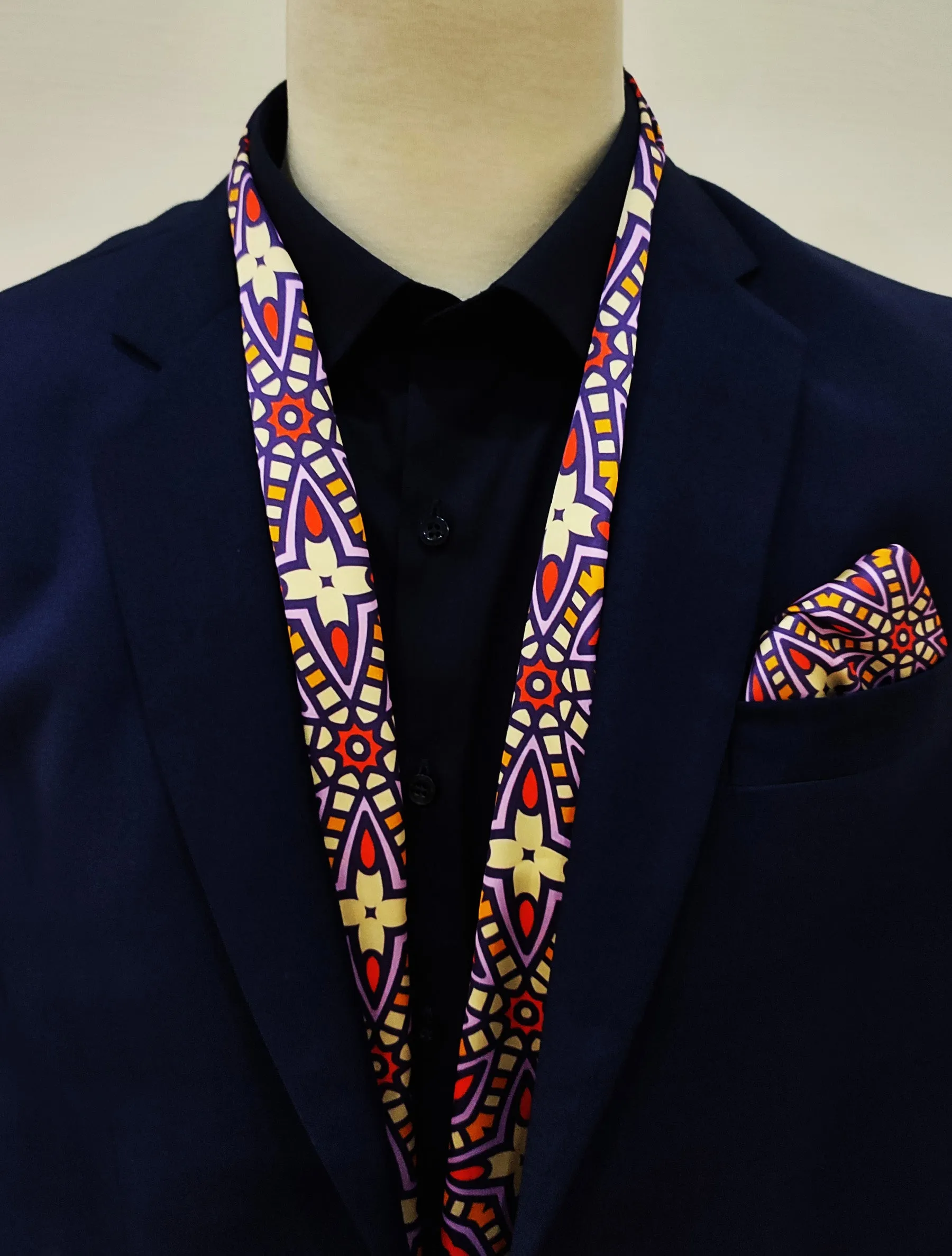 COLOURFUL ABSTRACT ART - SILK MEN SCARF and pocket square Set