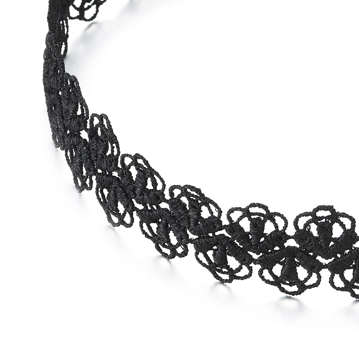 COOLSTEELANDBEYOND Womens Black Lace Flower Tattoo Choker Necklace