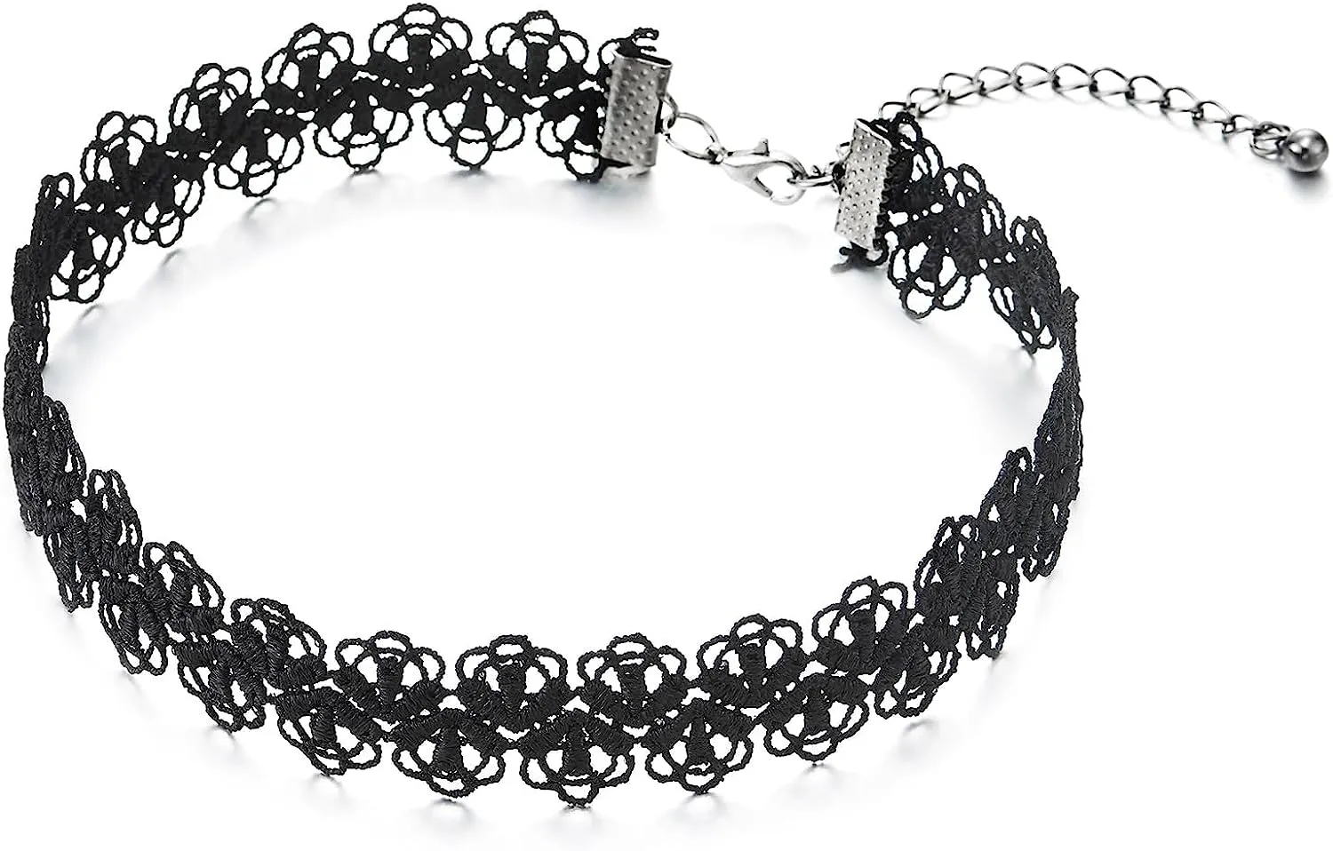 COOLSTEELANDBEYOND Womens Black Lace Flower Tattoo Choker Necklace