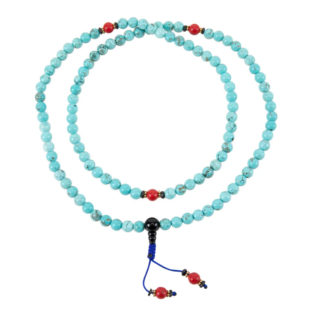 Coral & Turquoise Mala Necklace